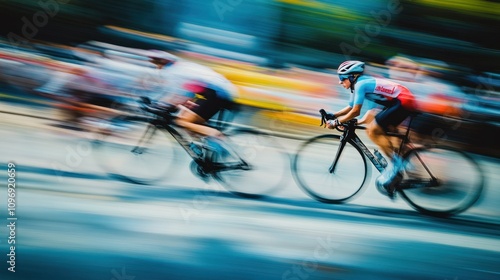 Blurred Motion of Cyclists in a Race photo