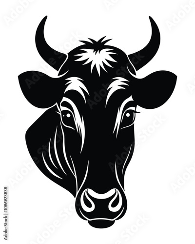 cow black Silhouette isolated vector art Illustration with white background
