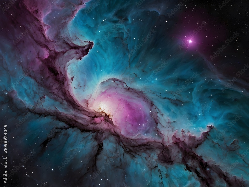Fototapeta premium Cosmic Nebula Teal Purple and Pink Galaxy