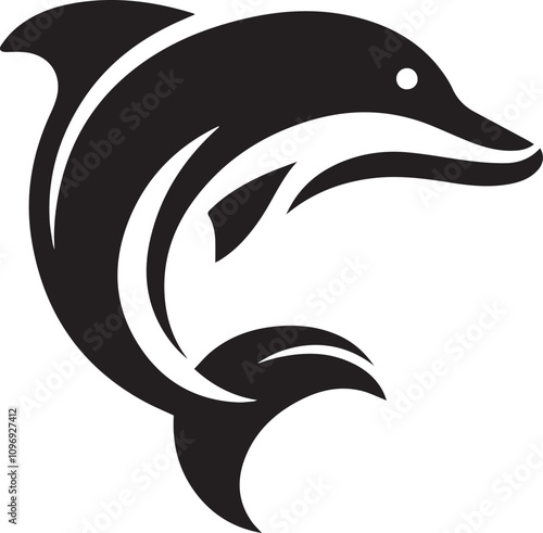 Dolphin Silhouette Vector Illustration White Background