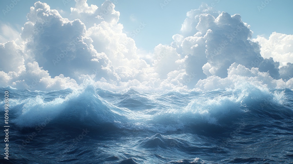 Fototapeta premium Ocean Waves Under a Dramatic Sky: A Stunning Seascape