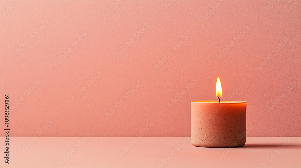 Aromatic Candle on Soft Pink Background Aromatic Candle on Soft Pink Background