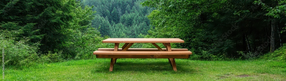 woodwork and carpentry concept. A custom picnic table with detachable benches, tailored for outdoor family gatherings woodwork and carpentry concept. A custom picnic table with detachable benches, tailored for outdoor family gatherings