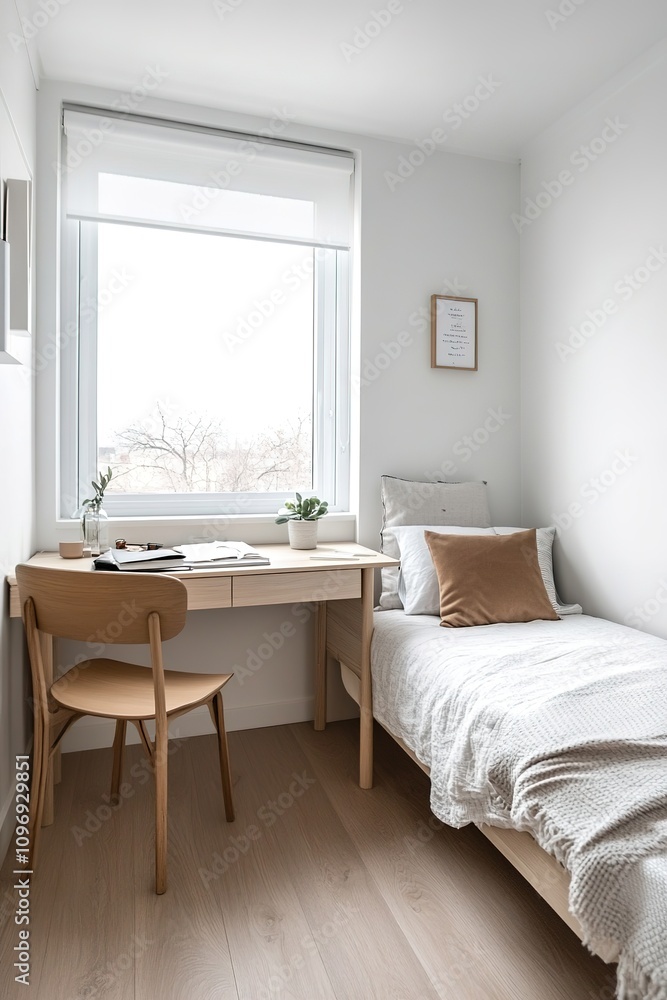 White cozy bedroom with bright natural light. White cozy bedroom with bright natural light.
