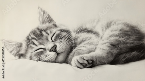 Wallpaper Mural A Sleeping Kitten Dreams Sweetly and Peacefully Torontodigital.ca