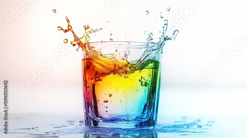 Colorful Splash of Liquid in a Crystal Clear Glass