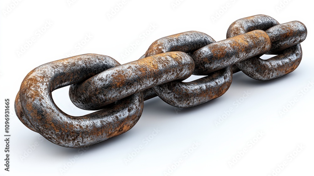 Fototapeta premium A rusty metal chain link showcasing industrial strength and durability.
