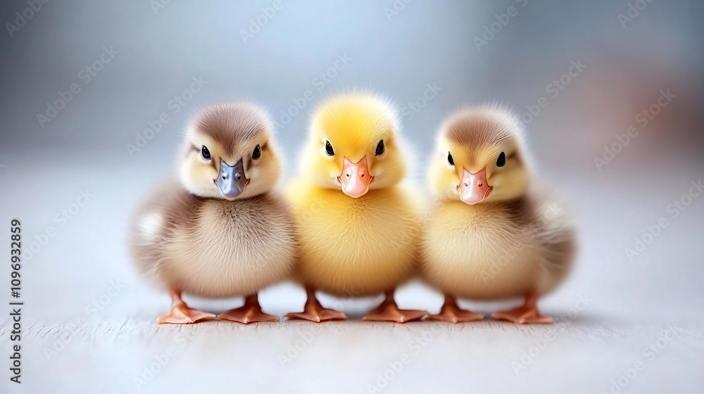Cute fluffy ducklings on a soft background Cute fluffy ducklings on a soft background
