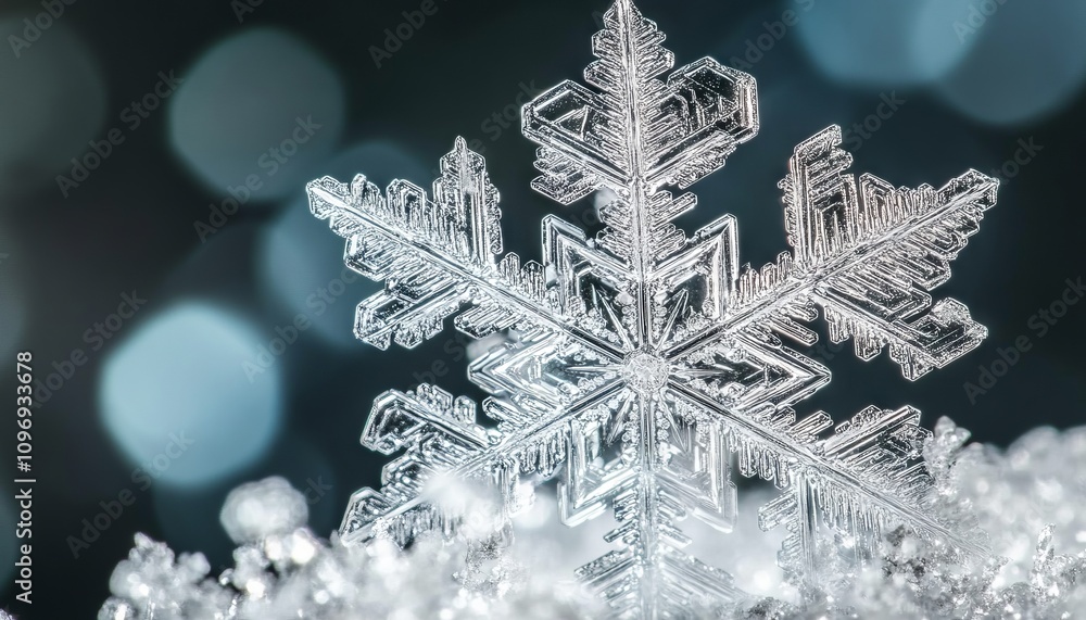 Intricate Snowflake Close-Up with Delicate and Symmetrical Patterns. AI generated illustration Intricate Snowflake Close-Up with Delicate and Symmetrical Patterns. AI generated illustration