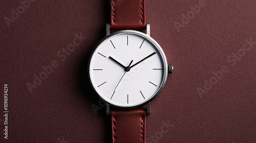 Wallpaper Mural Elegant minimalist wristwatch with brown leather strap Torontodigital.ca