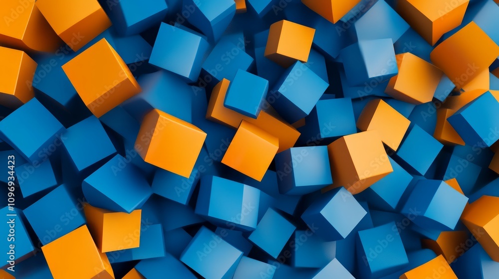 Abstract background of blue and orange cubes. Abstract background of blue and orange cubes.