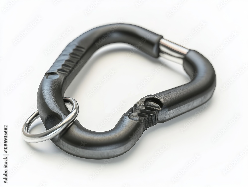 Black carabiner clip with sturdy design, ideal for outdoor activities Black carabiner clip with sturdy design, ideal for outdoor activities