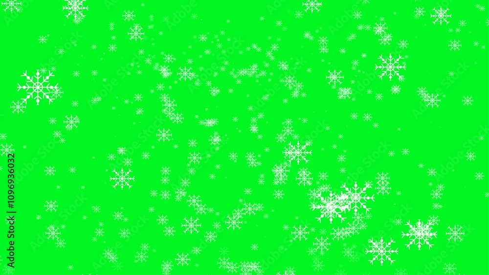 Christmas Snowflakes Falling On Green Screen. Ready for chroma key. 4k Animation Christmas Snowflakes Falling On Green Screen. Ready for chroma key. 4k Animation