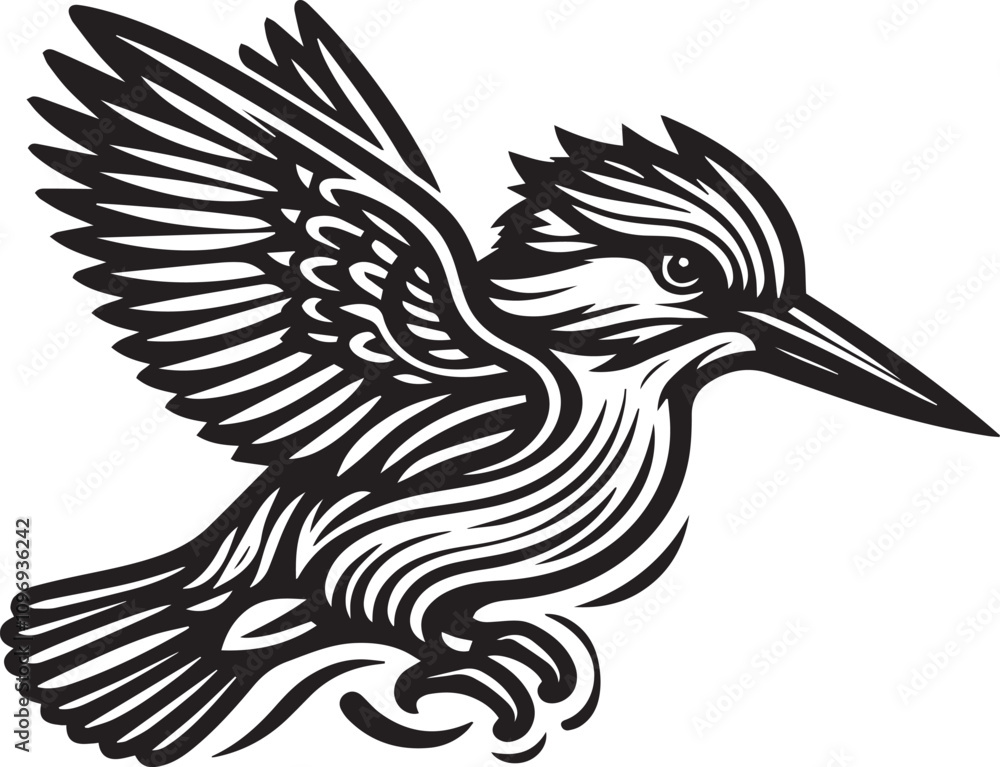 Fototapeta premium kingfisher vector illustration silhouette with white background