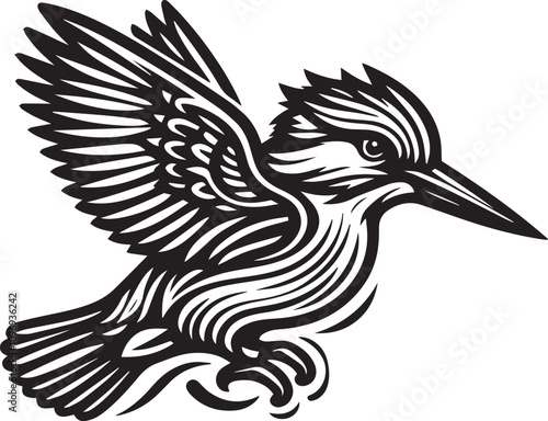 kingfisher vector illustration silhouette with white background photo