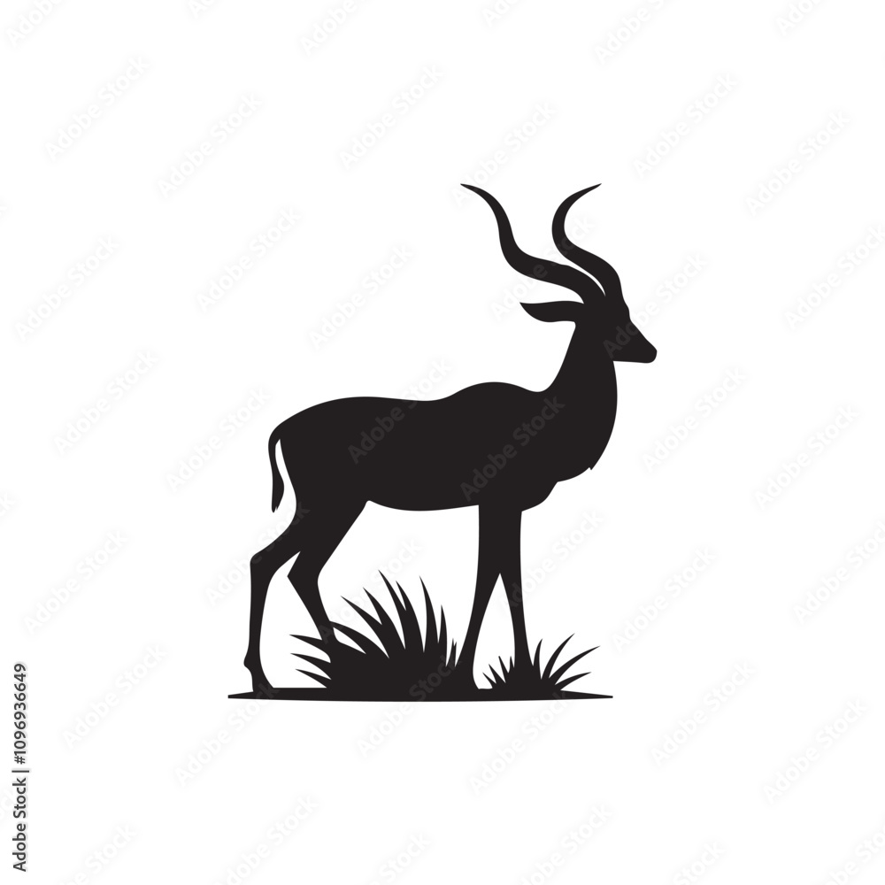 antelope black silhouette vector with white background. antelope black silhouette vector with white background.