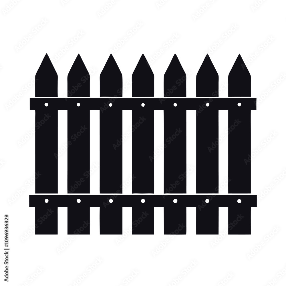 minimalist vector silhouette of a picket fence minimalist vector silhouette of a picket fence