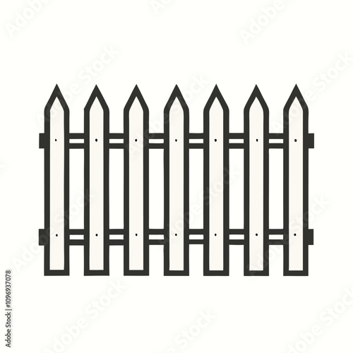 minimalist vector silhouette of a picket fence