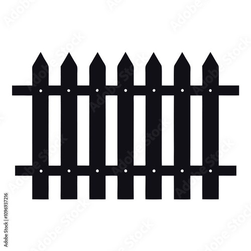 minimalist vector silhouette of a picket fence