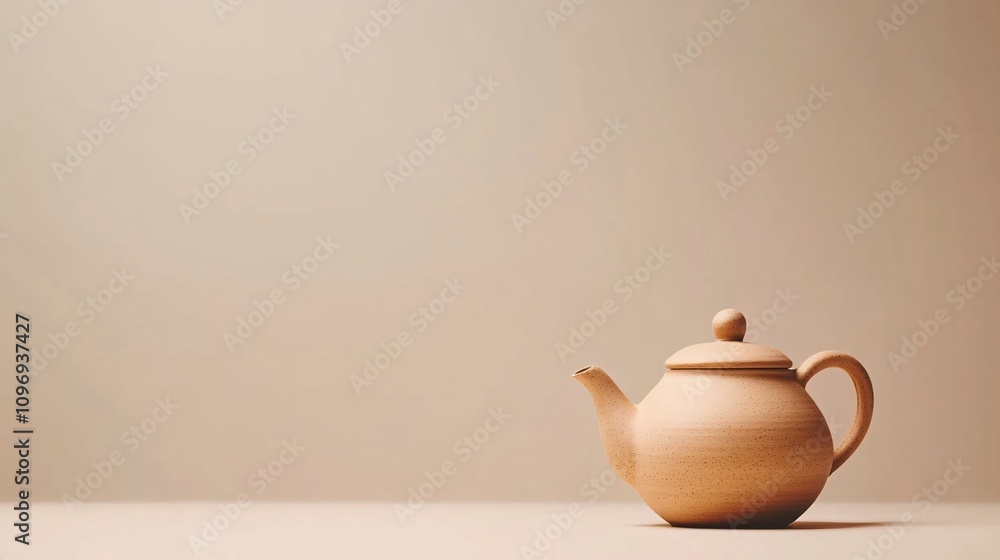 Minimalist Teapot on Beige Background Minimalist Teapot on Beige Background