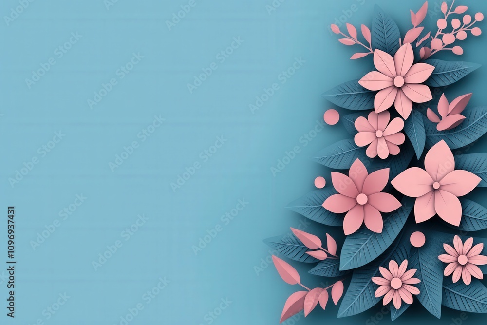 Obraz premium Floral arrangement with soft pastel colors on a blue background