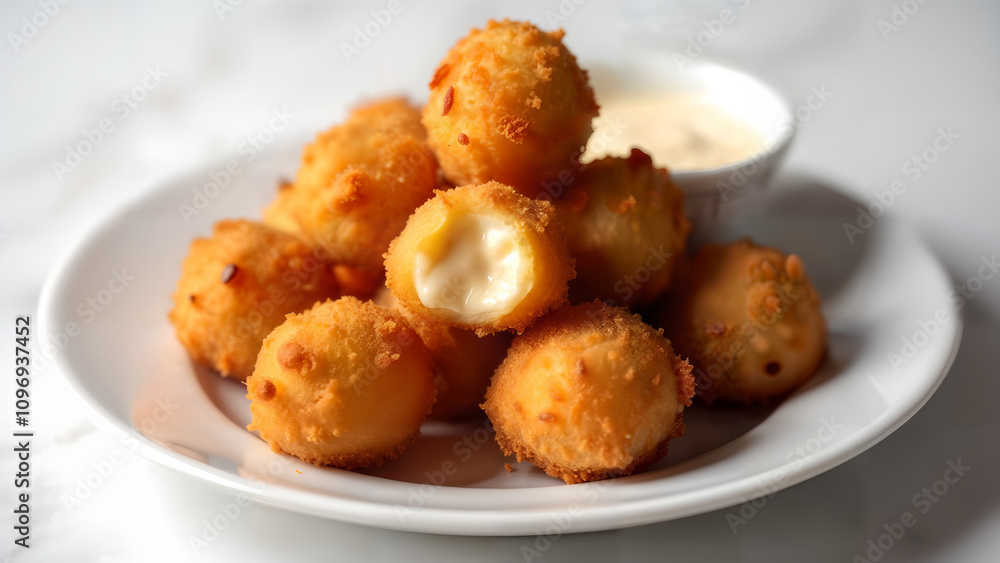 Crispy Fried Cheese Balls with Dipping Sauce Crispy Fried Cheese Balls with Dipping Sauce