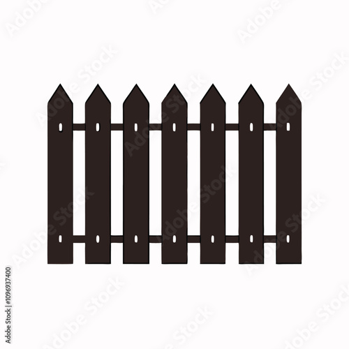 minimalist vector silhouette of a picket fence