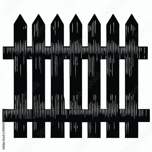 minimalist vector silhouette of a picket fence