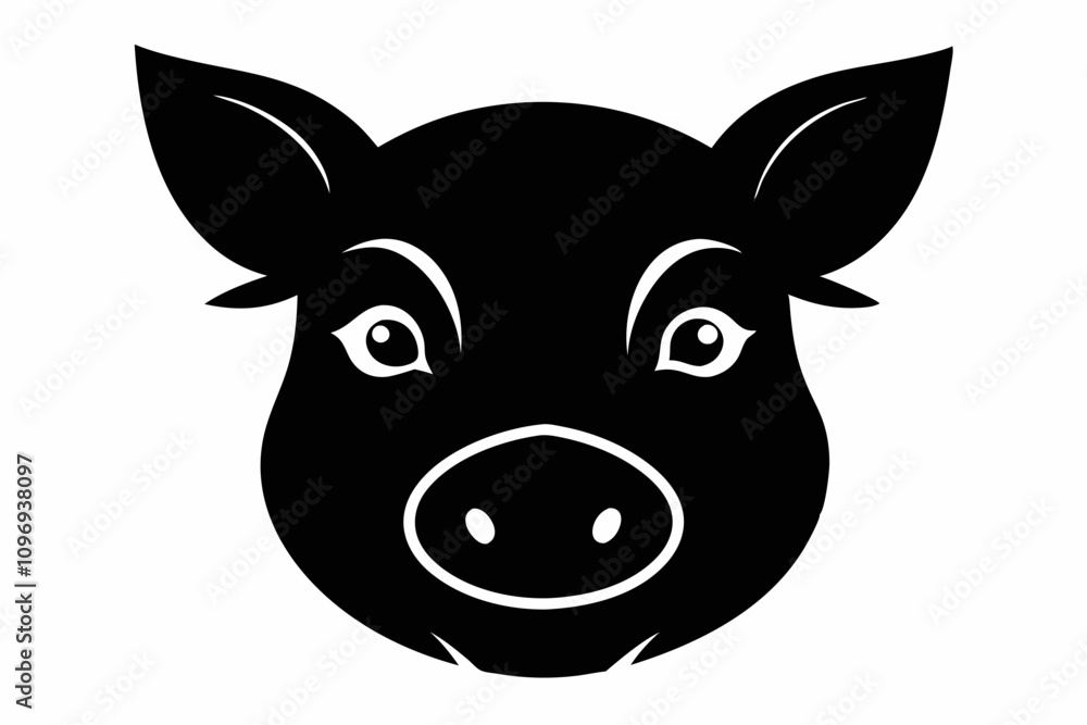 Pig head silhouette, Pig icon vector isolated on white background. Pig head silhouette, Pig icon vector isolated on white background.