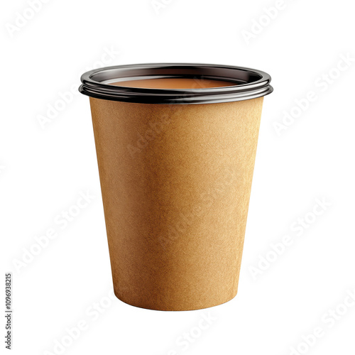 brown paper cup filled with hot beverage, perfect for takeout photo