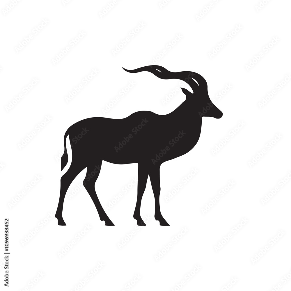 Obraz premium antelope black silhouette vector with white background.