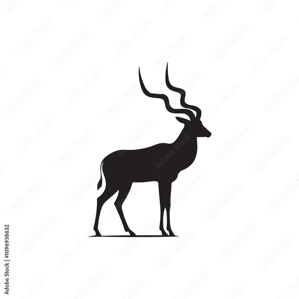 Obraz premium antelope black silhouette vector with white background.
