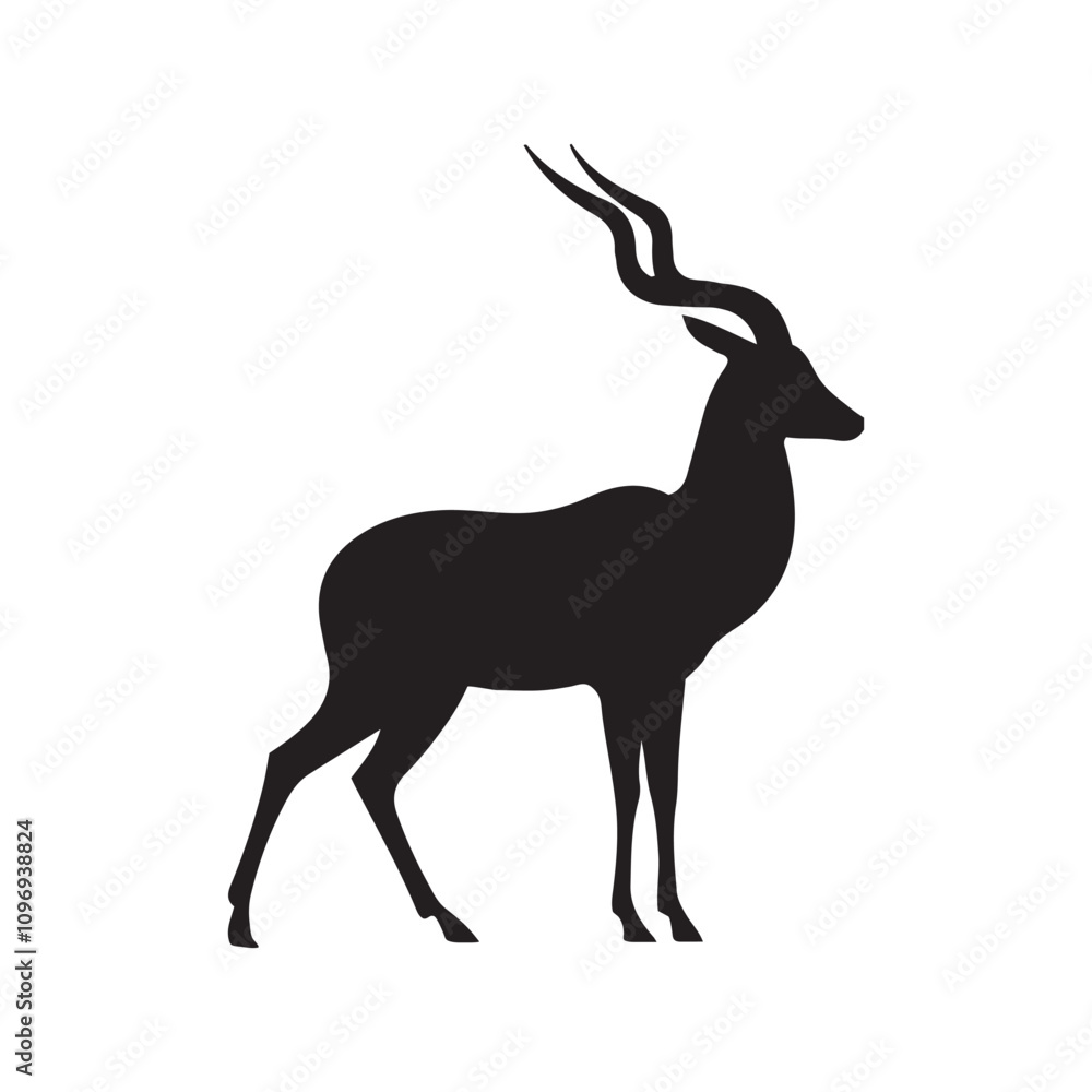 Fototapeta premium antelope black silhouette vector with white background.