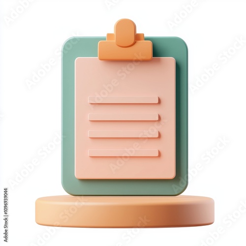 Approval register concept. Clipboard with pastel colors and minimalist design on a stand.