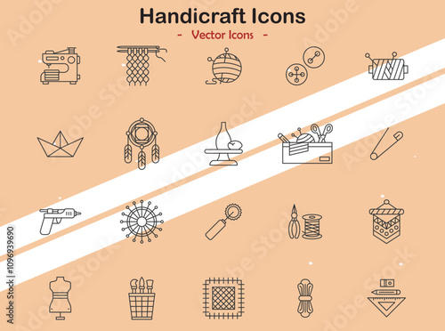 Icons illustrating handicrafts and artisan themes in vector style