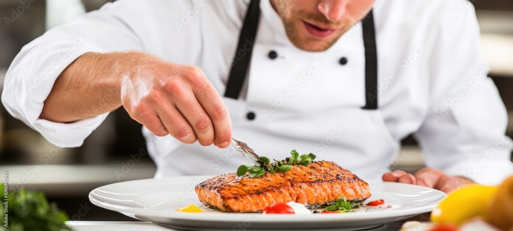 Culinary Artistry: A Chef's Precise Touch on Pan-Seared Salmon Culinary Artistry: A Chef's Precise Touch on Pan-Seared Salmon