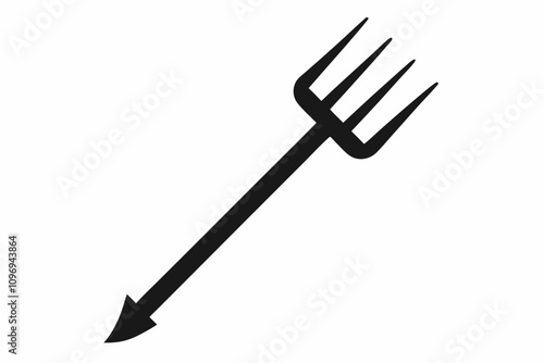 Pitchfork silhouette, Pitchfork icon vector, Devil pitchfork silhouette