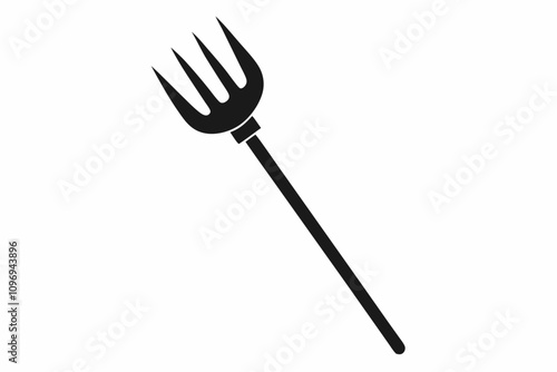 Pitchfork silhouette, Pitchfork icon vector, Devil pitchfork silhouette