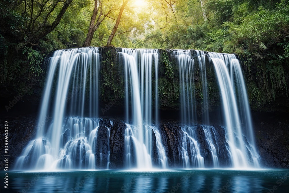 Obraz premium Cascading Waterfall Concept Art for Symbolizing Purification and Renewal