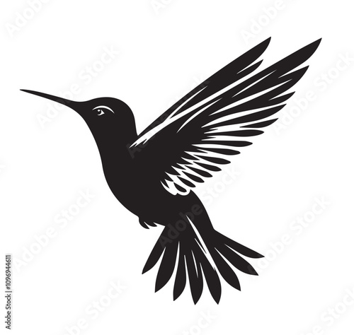 hamming bird icon silhouette with white back ground
