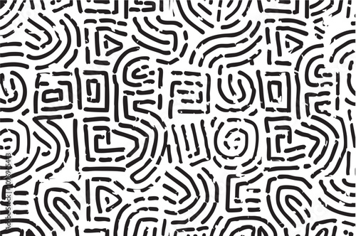 black and white pattern with black background an white squiggles, a lot of space between squiggles