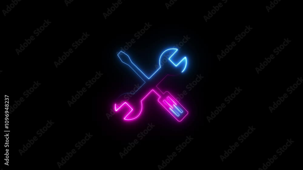 spinning gears animation. glowing neon setting icon, rad color settings icon, Technology setting icon spinning gears animation. glowing neon setting icon, rad color settings icon, Technology setting icon
