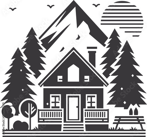 house outline art icons isolated on a white background. House address icons sign