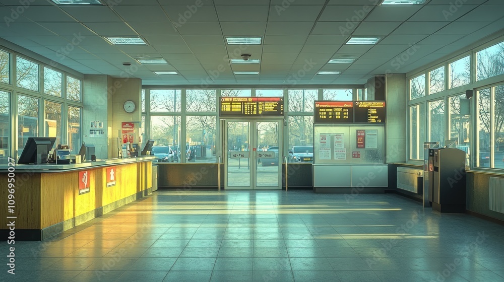 Serene Sunrise at the Empty Bus Station Serene Sunrise at the Empty Bus Station