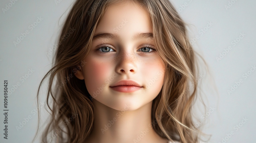 Innocence and wonder: A young girl with bright, inquisitive eyes and a gentle smile captures the beauty of childhood. Innocence and wonder: A young girl with bright, inquisitive eyes and a gentle smile captures the beauty of childhood.