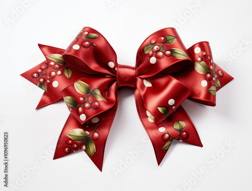 Grandma Style Cranberry Holiday Double Bow, transparent background for gift wrapping, parties, print and social media marketing content.