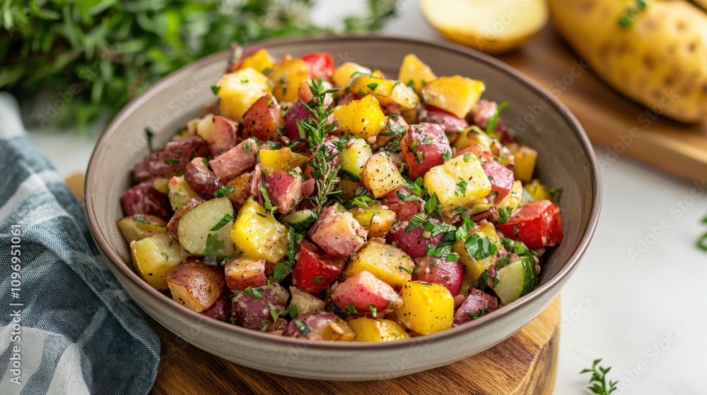 Colorful Vegetable Salad with Fresh Herbs Colorful Vegetable Salad with Fresh Herbs