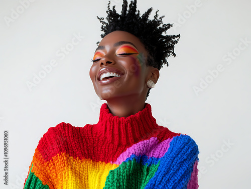 Photorealistic portrait of LGBTQ+ LGBTQIA+ pride month celebration photo