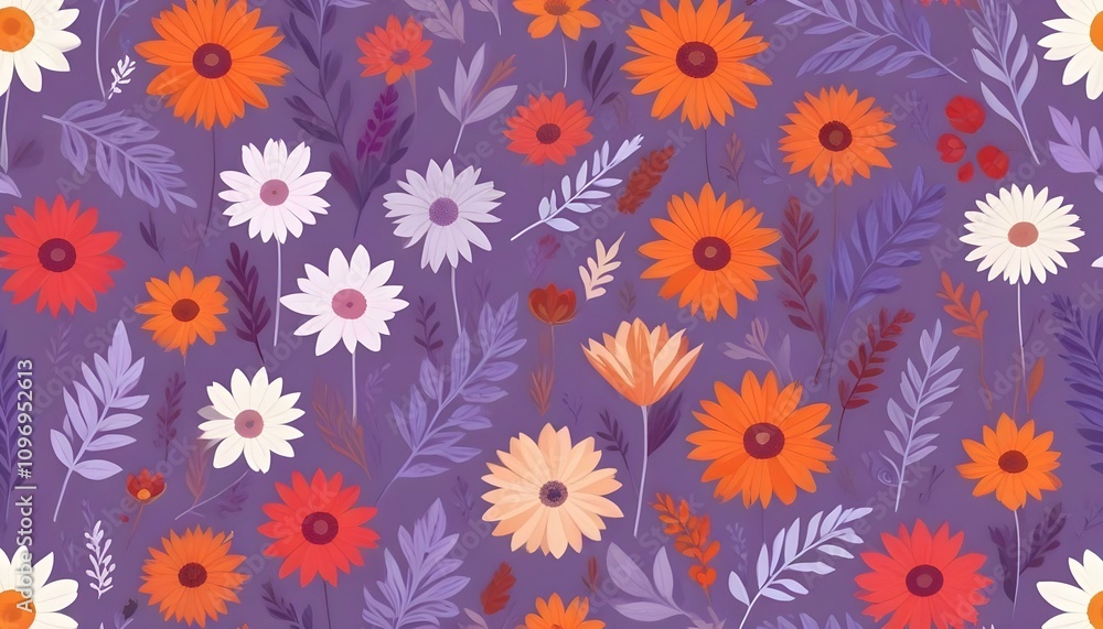 Hojas Secas y Flores Una composición desde arriba con hojas secas de colores otoñales (naranjas, rojas y marrones) y flores delicadas como lavanda o margaritas blancas, dispersas sobre un fondo neut Hojas Secas y Flores Una composición desde arriba con hojas secas de colores otoñales (naranjas, rojas y marrones) y flores delicadas como lavanda o margaritas blancas, dispersas sobre un fondo neut