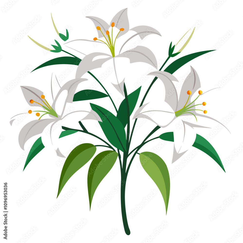 bouquet of light lilies clipart cartoon Illustration drawing bouquet of light lilies clipart cartoon Illustration drawing